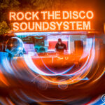 Rock the soundsystem orange LED sign at Imagine Music Festival 2023