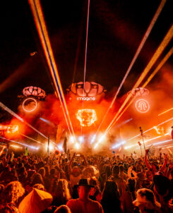 lasers shooting our from Imagine Music Festival's mainstage